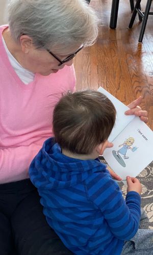 Karyn reading to Kindergarten classes.